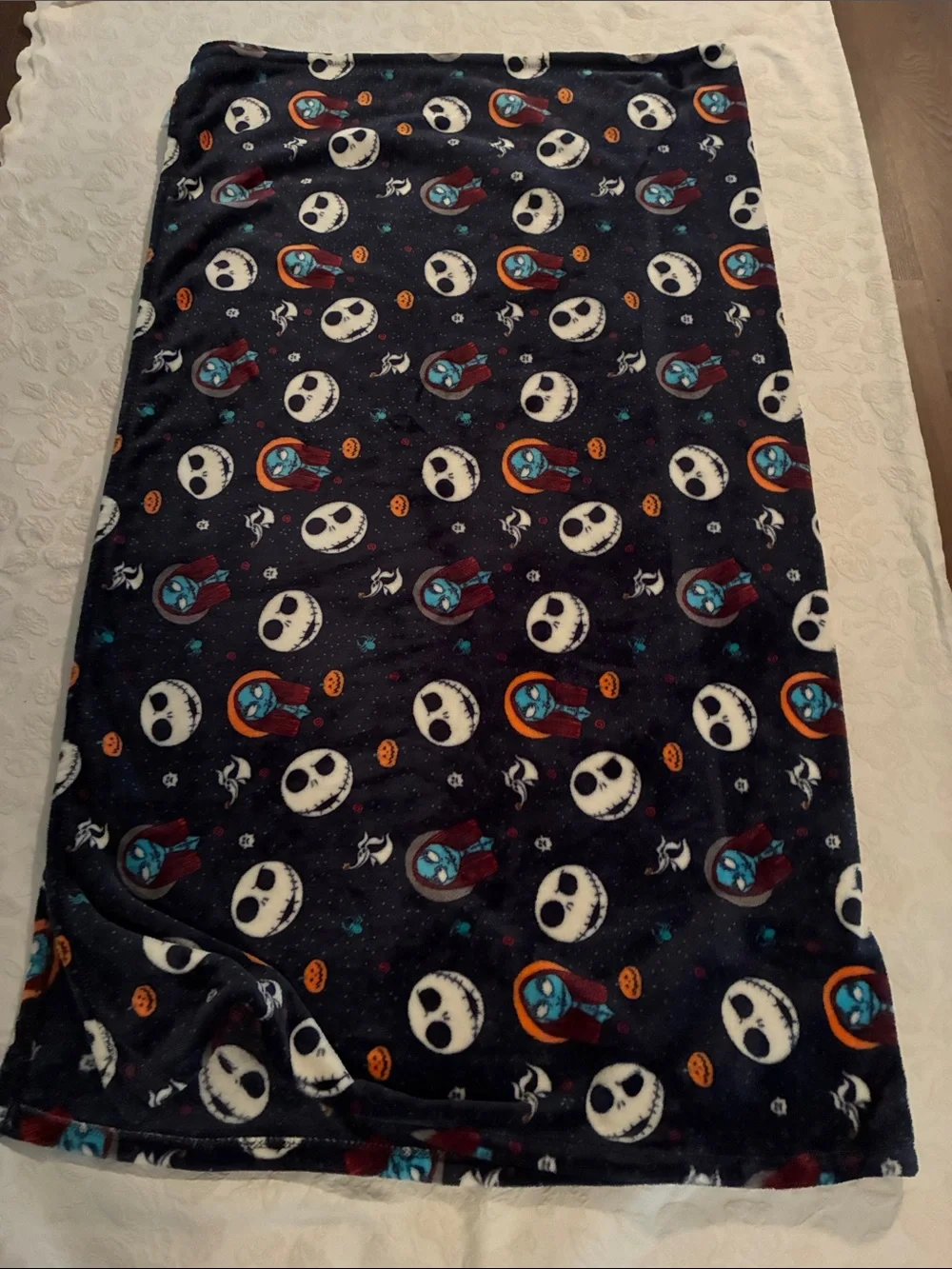 Nightmare Before Christmas Jack Skellington Plush Throw Blanket - Navy 57”x66”